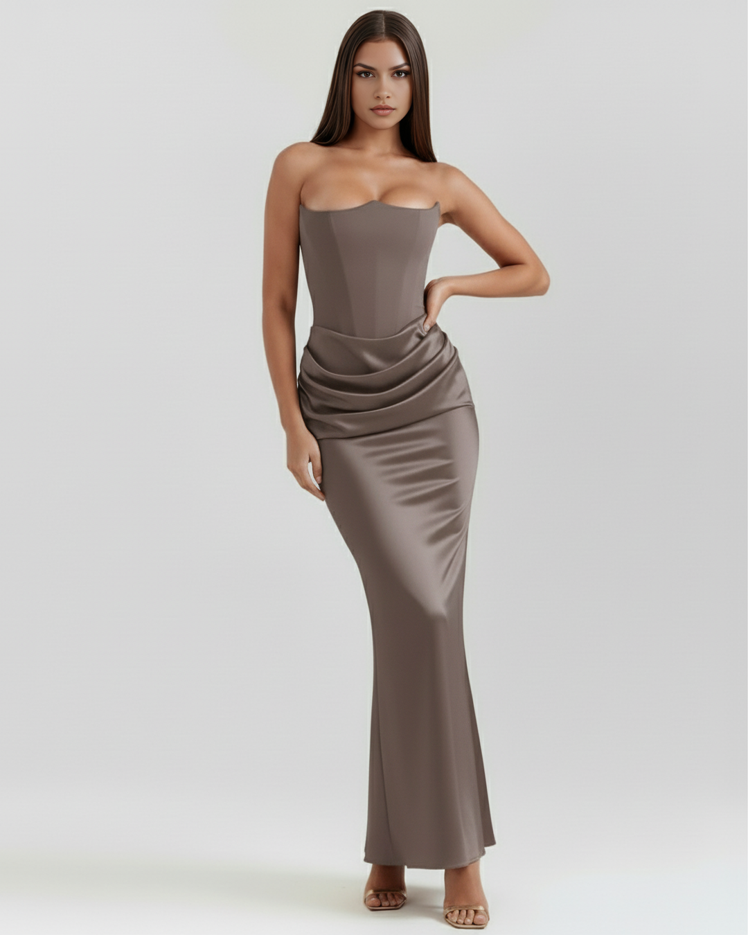 MAXI VESTIDO VENUS SOFISTICADO ATEMPORAL CON EFECTO MOLDEADOR