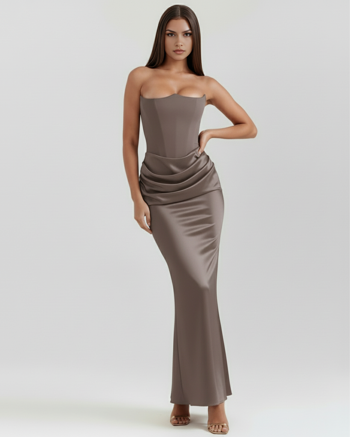 MAXI VESTIDO VENUS SOFISTICADO ATEMPORAL CON EFECTO MOLDEADOR