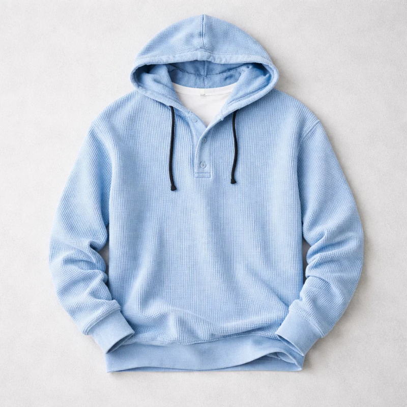 Juan | Sudadera con capucha esencial de tejido waffle