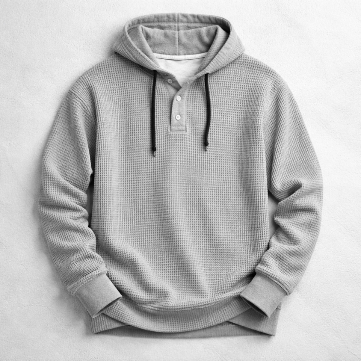 Juan | Sudadera con capucha esencial de tejido waffle