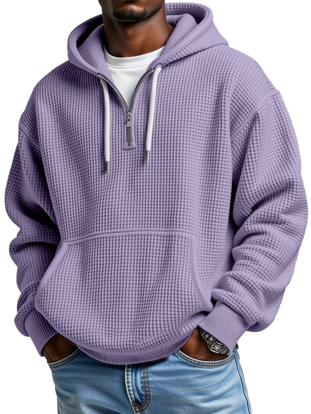 Owen | Sudadera con capucha texturizada de media cremallera