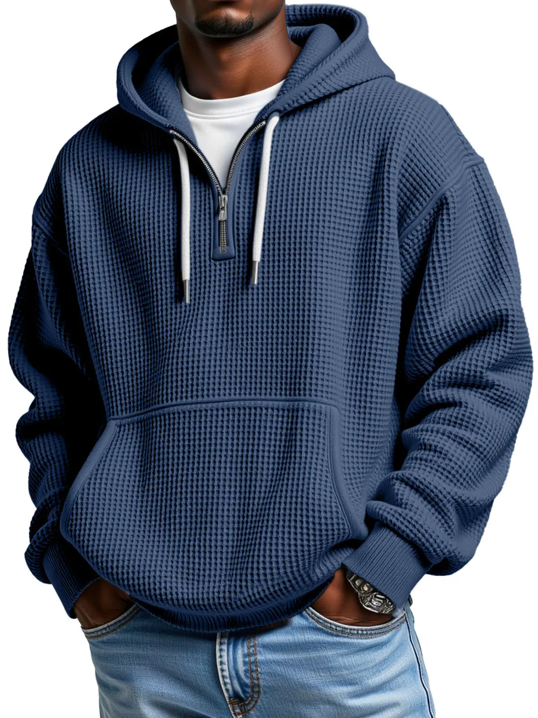 Owen | Sudadera con capucha texturizada de media cremallera