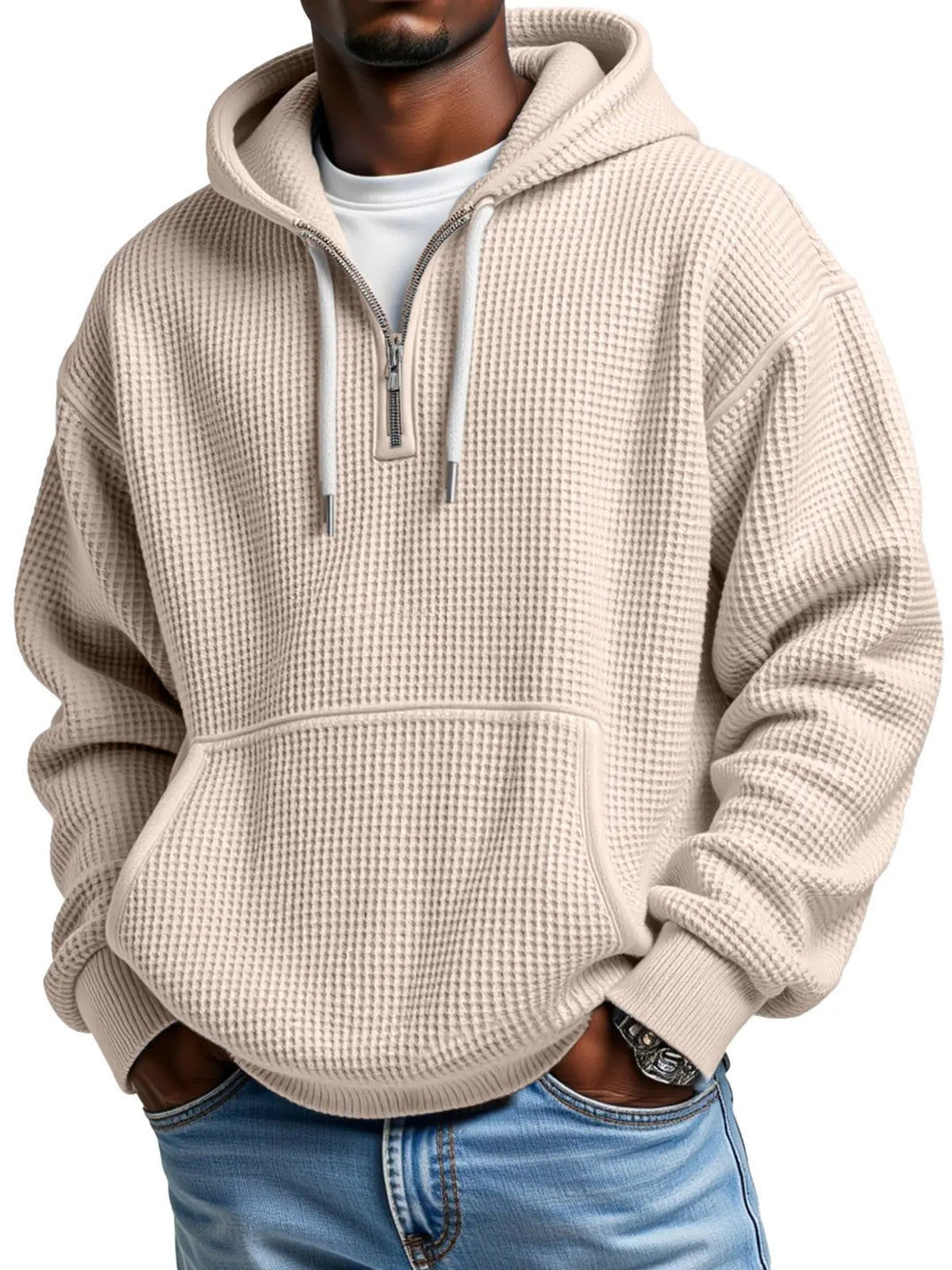 Owen | Sudadera con capucha texturizada de media cremallera