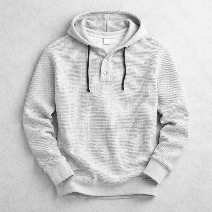 Juan | Sudadera con capucha esencial de tejido waffle