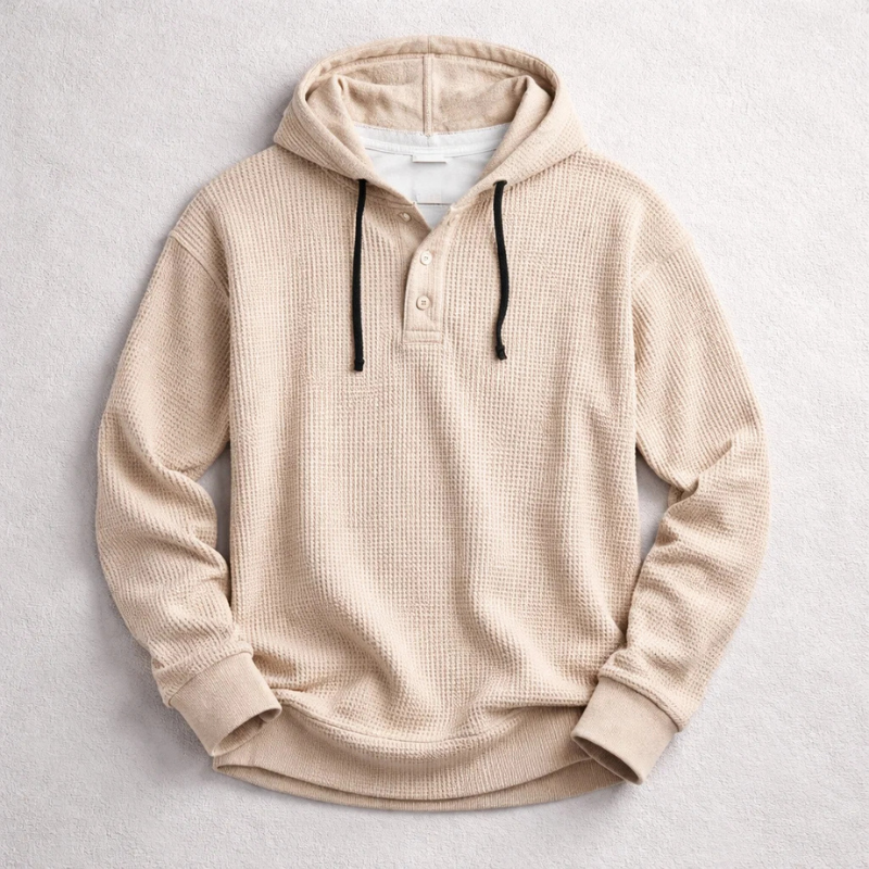 Juan | Sudadera con capucha esencial de tejido waffle