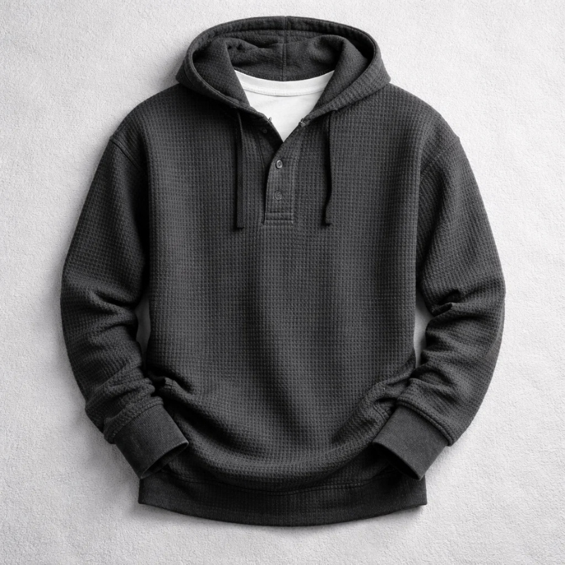 Juan | Sudadera con capucha esencial de tejido waffle
