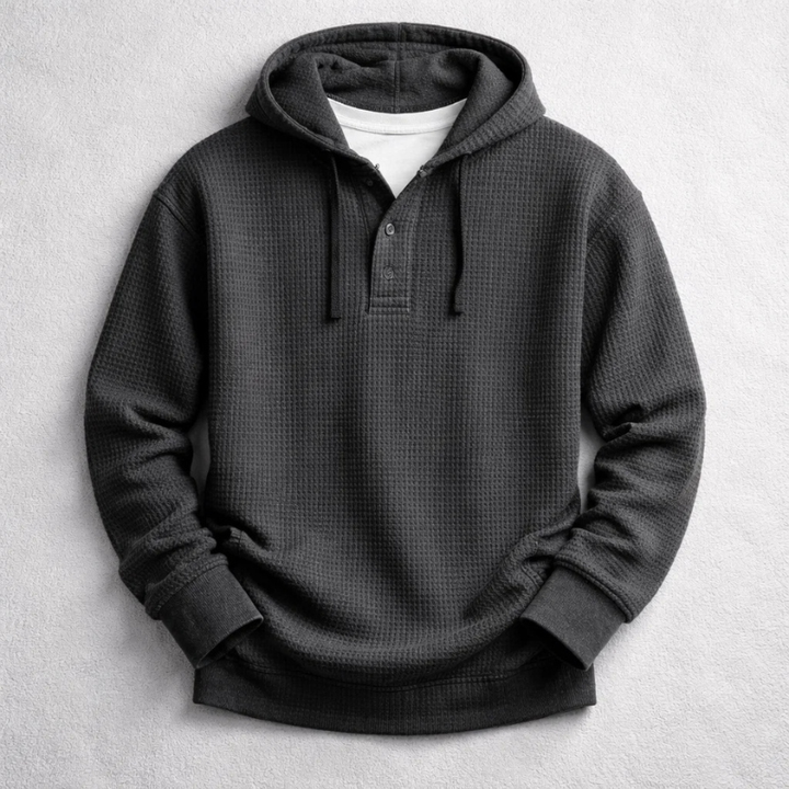 Juan | Sudadera con capucha esencial de tejido waffle