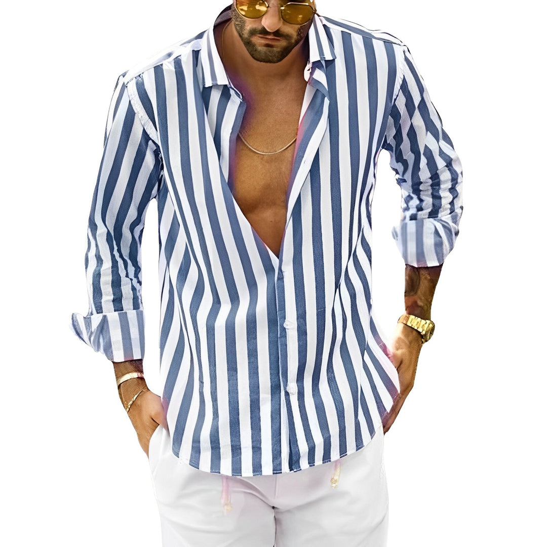 Greyson - Camisa cómoda de verano con rayas para hombres