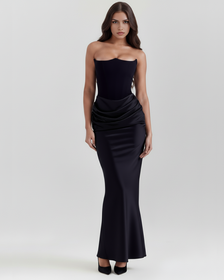 MAXI VESTIDO VENUS SOFISTICADO ATEMPORAL CON EFECTO MOLDEADOR