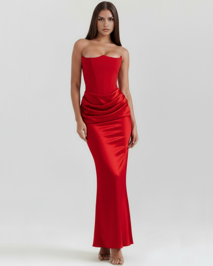 MAXI VESTIDO VENUS SOFISTICADO ATEMPORAL CON EFECTO MOLDEADOR