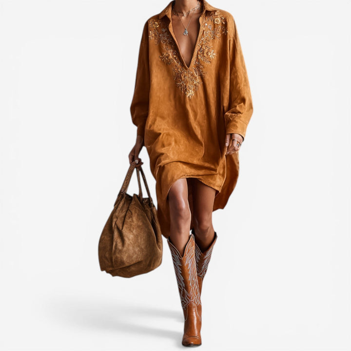 Wava™ Vestido Camisero Bordado