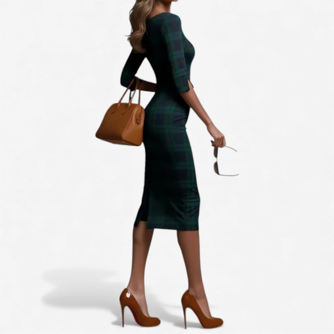 Madina™ Vestido Midi Cuadros