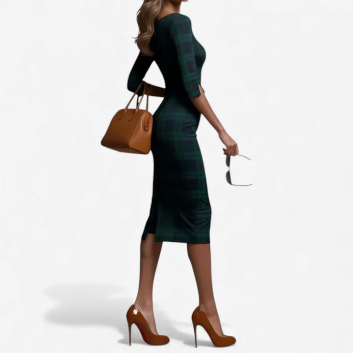 Madina™ Vestido Midi Cuadros